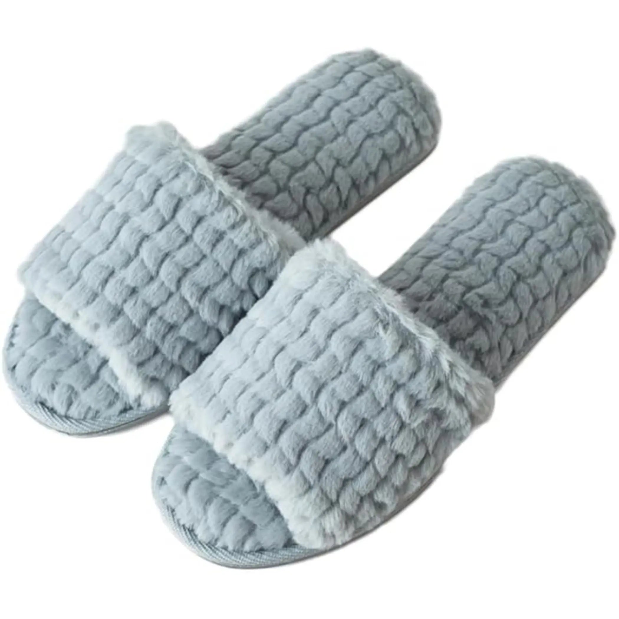 Women Soft Comfy Patterned Fluffy Plush Slip On House Slipper Roxoni