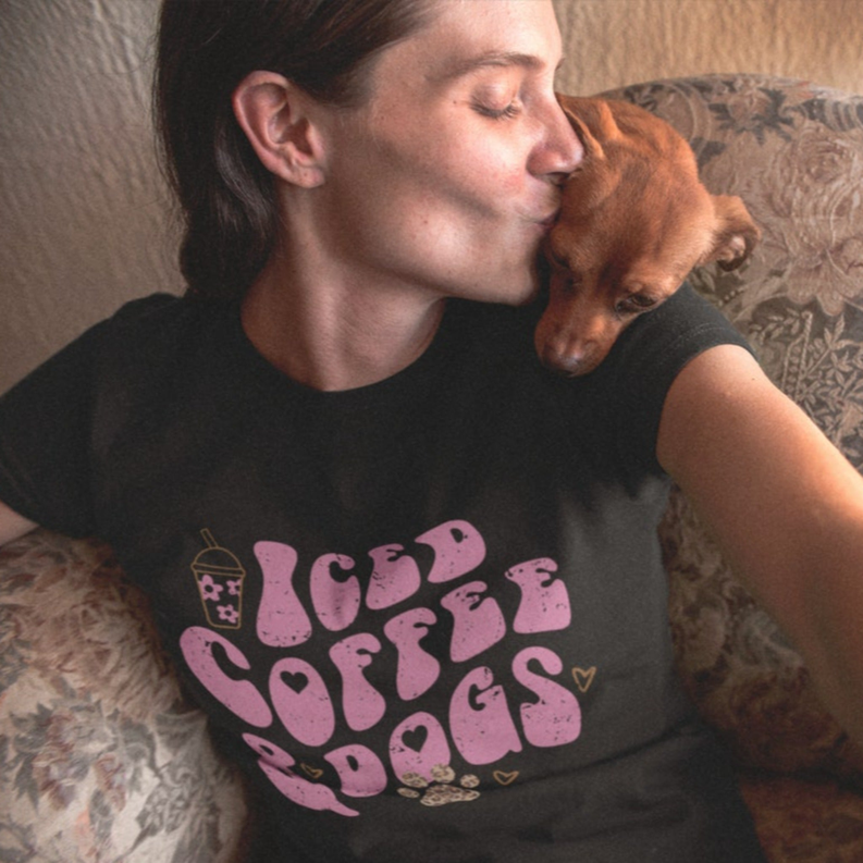 Women's Iced Coffee and Dogs T-Shirt Dream Team Designs