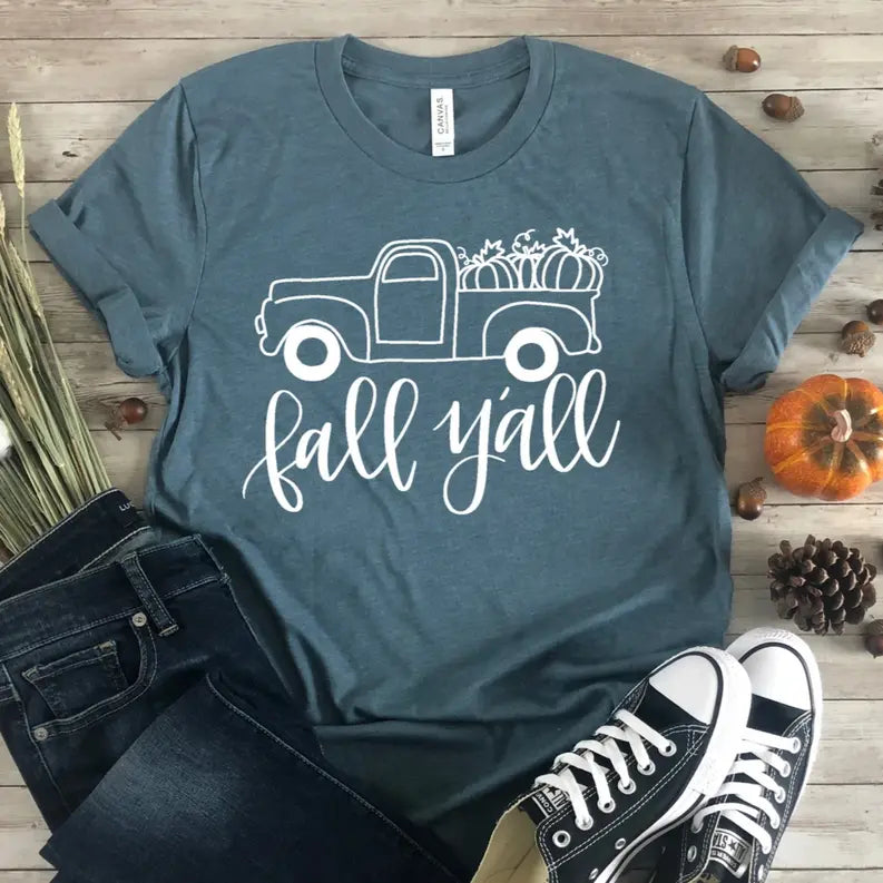 Women's It's Fall Y'all Truck T-Shirt Dream Team Designs