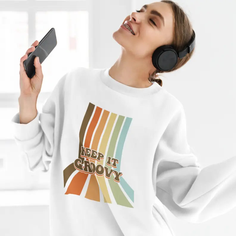 Women's Keep It Groovy Sweatshirt Dream Team Designs