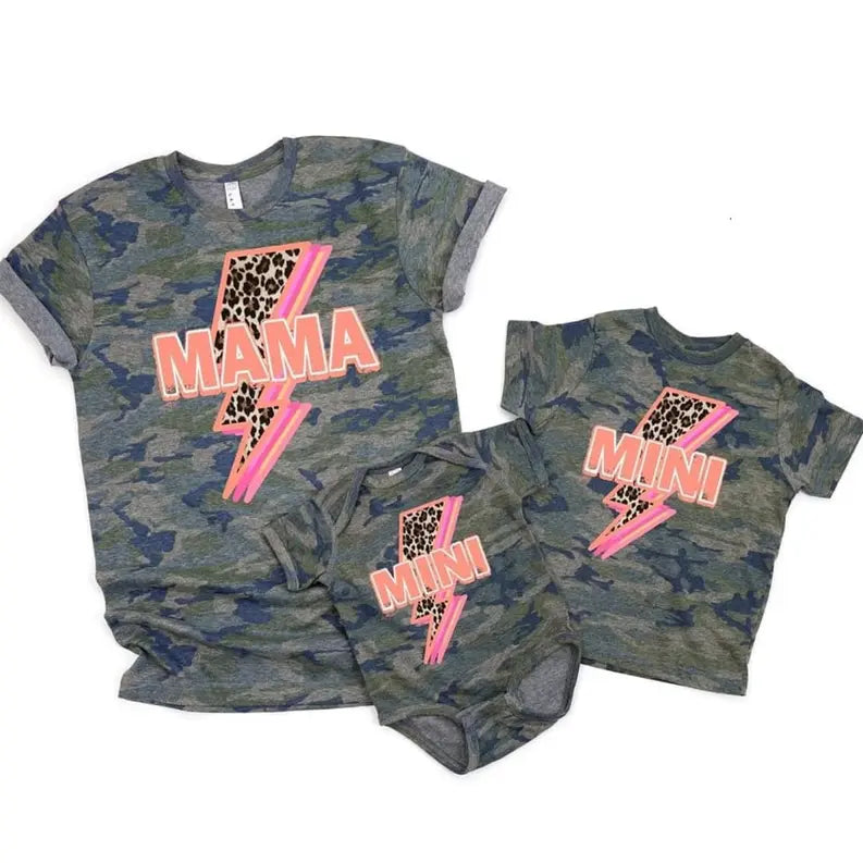 Women's Leopard bolt Mama Mini T-Shirt Dream Team Designs