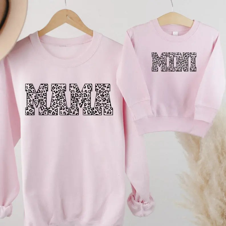 Women's Mama & Mini Leopard Sweatshirt Dream Team Designs