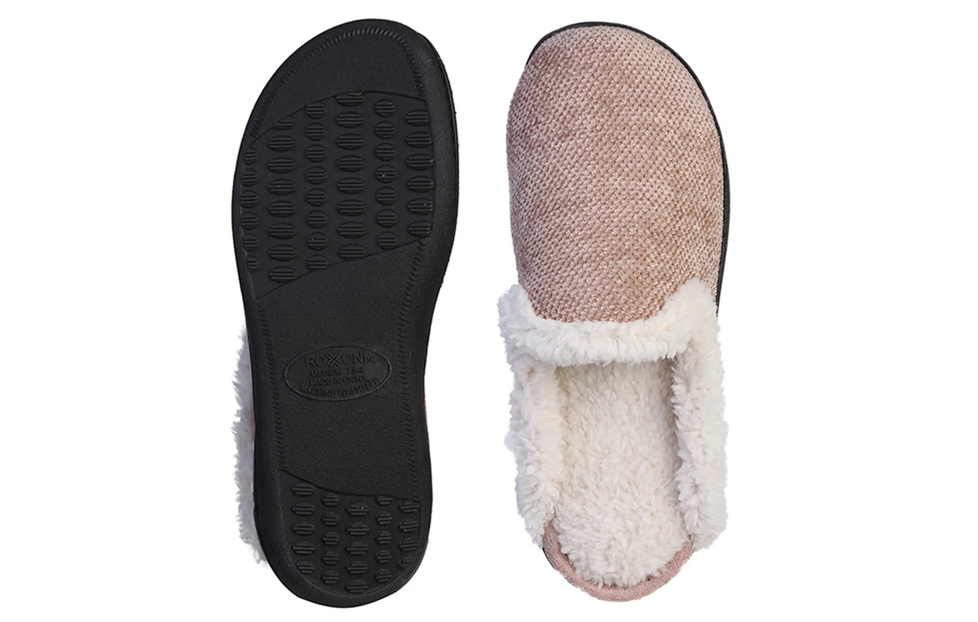 Women's Memory Foam House Fleece Trim Knit Sweater Slipper Roxoni