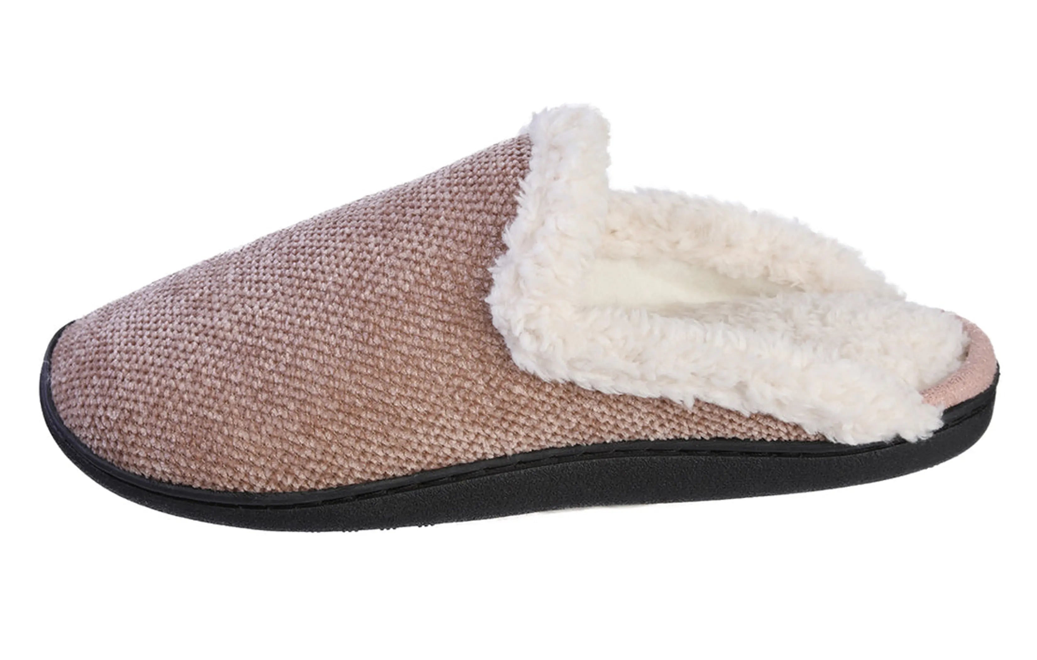 Women's Memory Foam House Fleece Trim Knit Sweater Slipper Roxoni