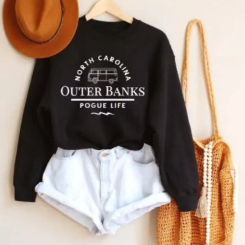 Women's Nc Outerbanks Poguelife / Girls Printed Crewneck Sweatshirts Dream Team Designs
