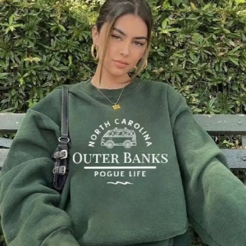 Women's Nc Outerbanks Poguelife / Girls Printed Crewneck Sweatshirts Dream Team Designs