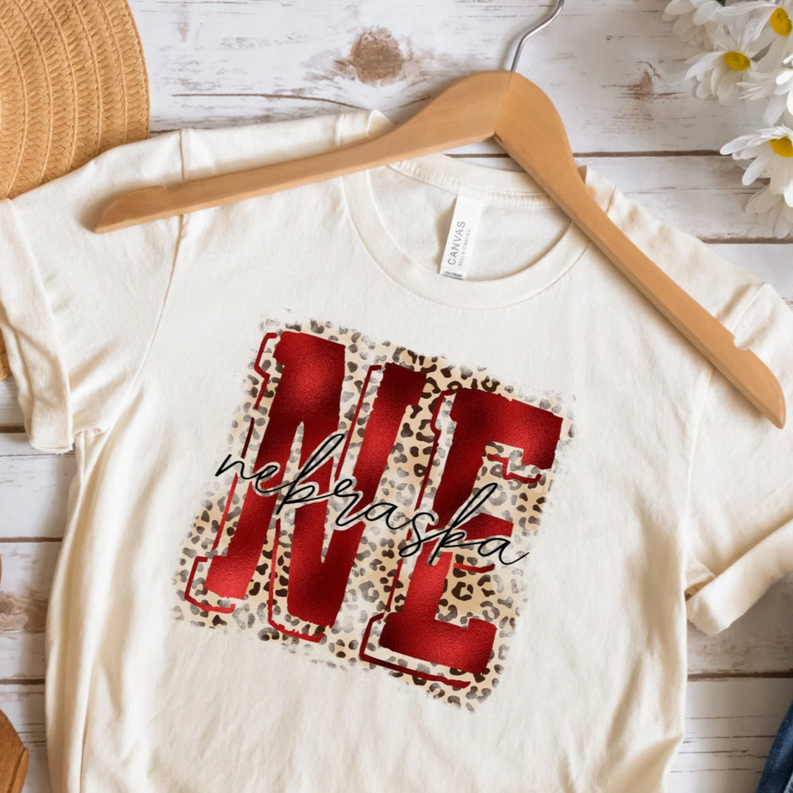Women's Nebraska Leopard State T-Shirt Dream Team Designs