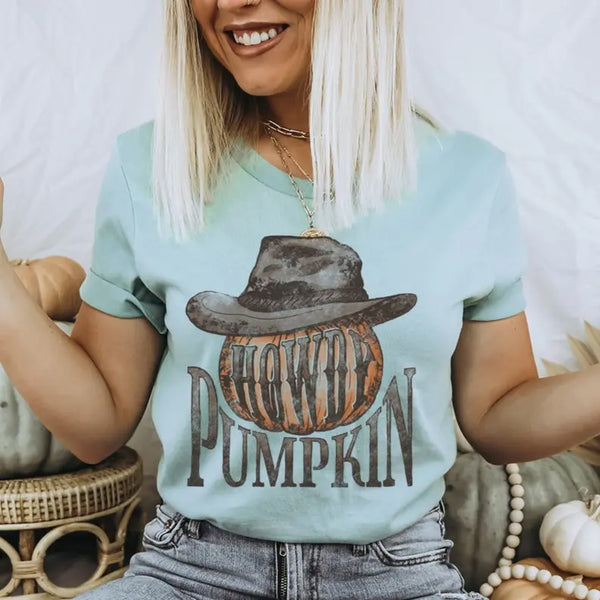 Women's Retro Howdy Pumpkin Fall T-Shirt Dream Team Designs