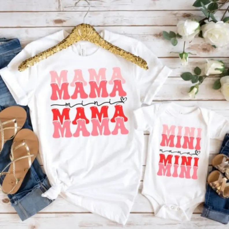 Women's Retro Mama and Mini Me T-Shirt Dream Team Designs