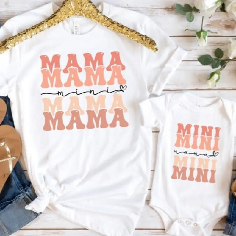 Women's Retro Mama and Mini Me T-Shirt Dream Team Designs