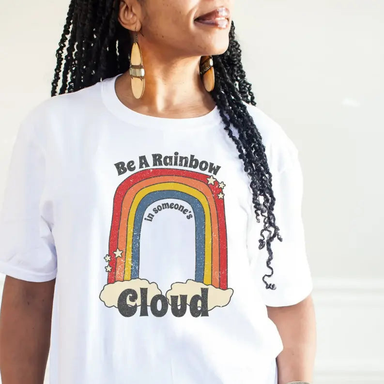 Women's Retro Rainbow Cloud T-Shirt Dream Team Designs