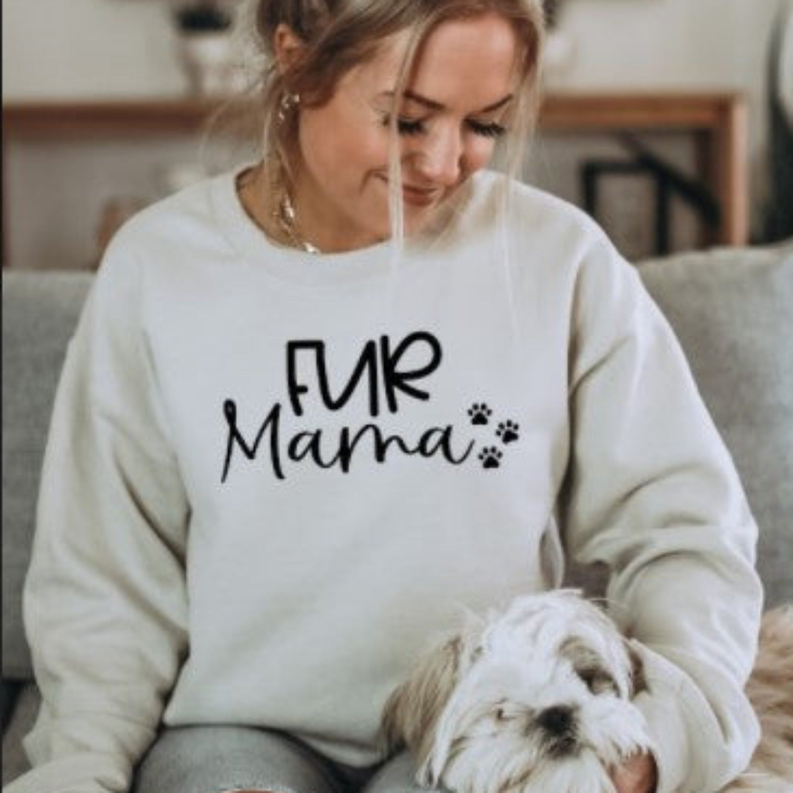Women's  Sweatshirt Fur Mama Printed Crewneck Sweatshirts Dream Team Designs