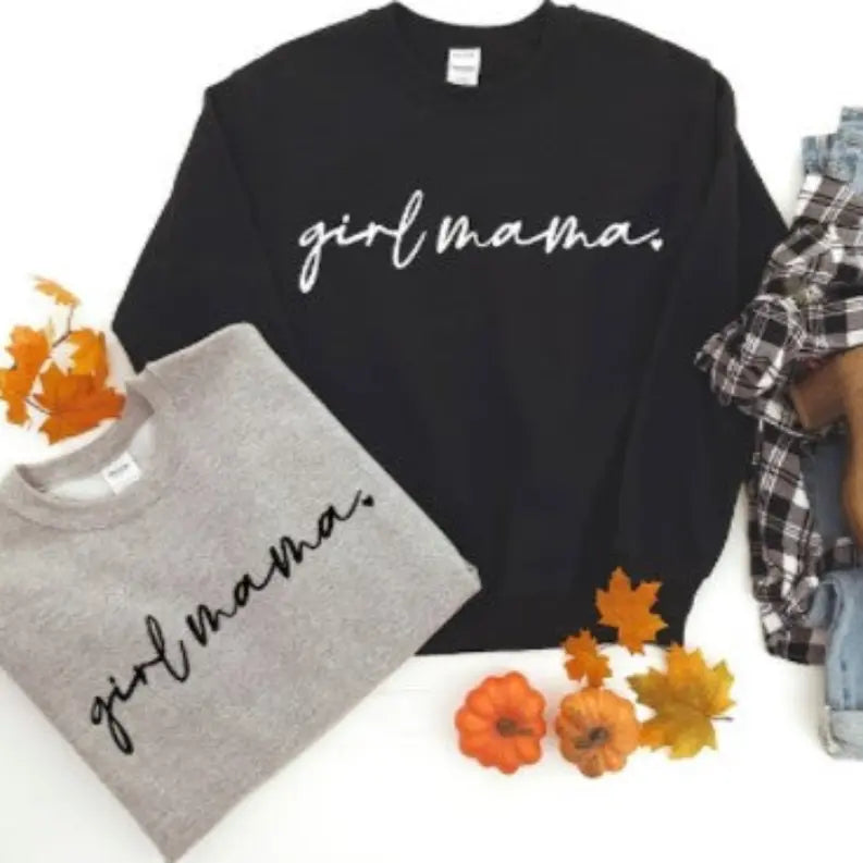 Women's  Sweatshirt Girl Mama Printed Crewneck Sweatshirts Dream Team Designs