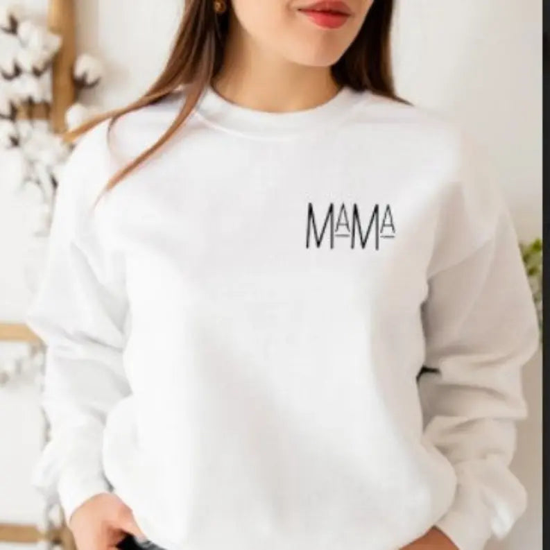 Women's  Sweatshirt Mama Pocket Printed Crewneck Sweatshirts Dream Team Designs