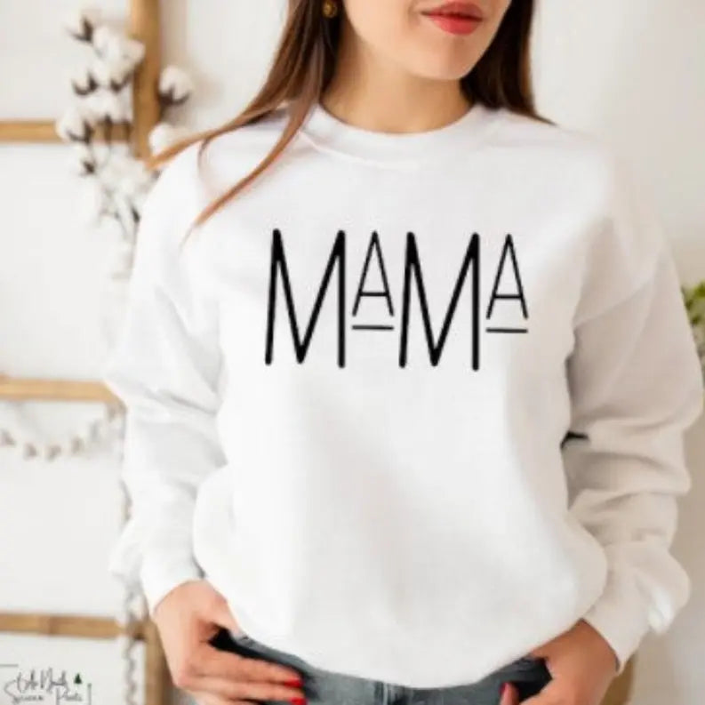 Women's  Sweatshirt Mama Underlined Printed Crewneck Sweatshirts Dream Team Designs
