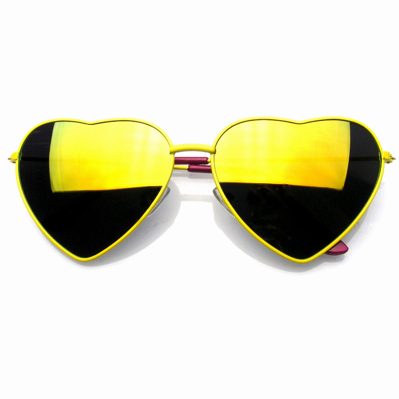 Womens Metal Heart Frame Mirror Lens Cupid Heart Shape Sunglasses Sunglass Memphis