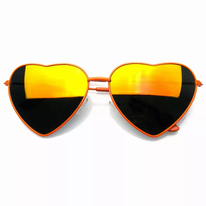 Womens Metal Heart Frame Mirror Lens Cupid Heart Shape Sunglasses Sunglass Memphis