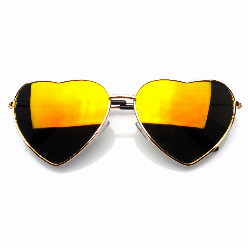 Womens Metal Heart Frame Mirror Lens Cupid Heart Shape Sunglasses Sunglass Memphis