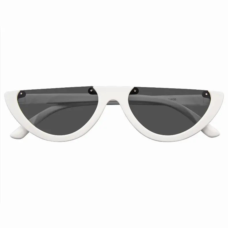Womens Retro Half Frame Flat Cut Lens Sunglasses Sunglass Memphis