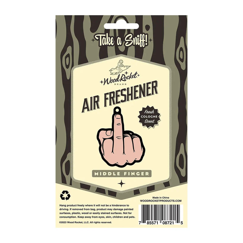Wood Rocket Air Freshener Middle Finger - GreatEagleInc