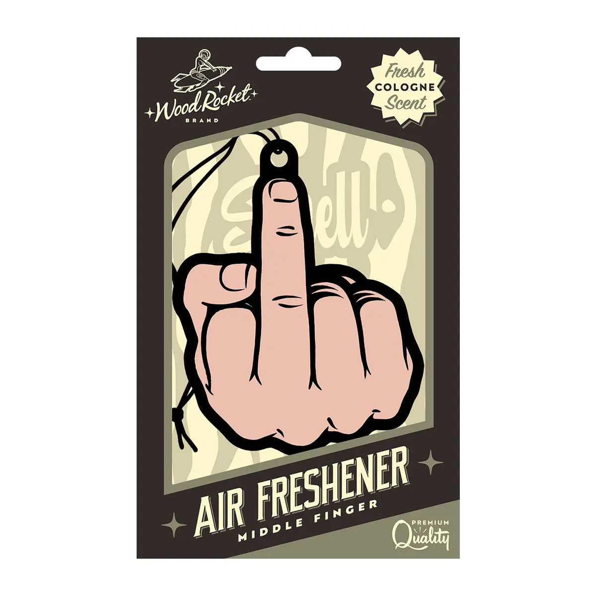Wood Rocket Air Freshener Middle Finger - GreatEagleInc