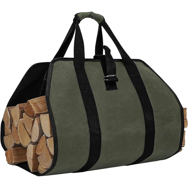 Wood Stove Accessories Firewood Carrier Wood Carrier for Firewood Holder BBQ Accessories   Log Tote Bag Fire Wood Log Carrier for Firewood Carriers with Handles   Waxed Canvas Firewood Log Carrier Vikrom
