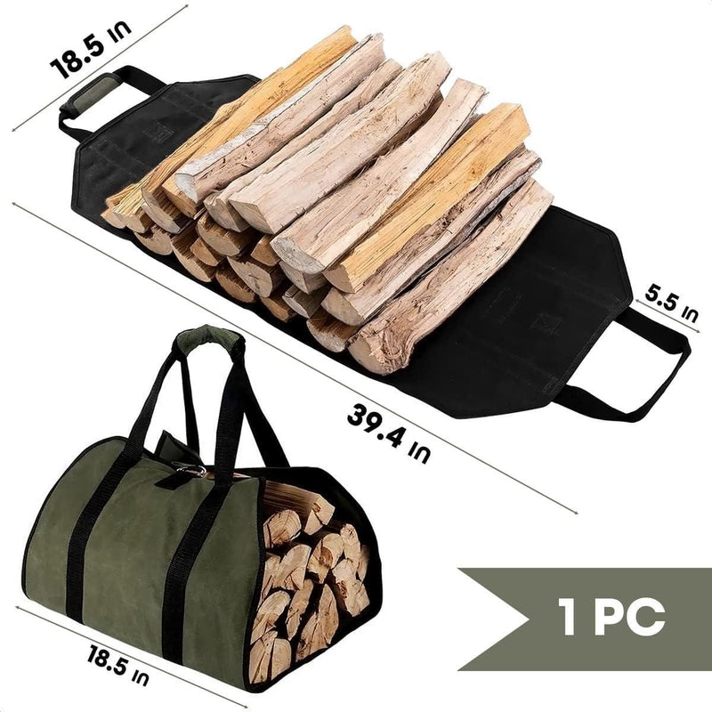 Wood Stove Accessories Firewood Carrier Wood Carrier for Firewood Holder BBQ Accessories   Log Tote Bag Fire Wood Log Carrier for Firewood Carriers with Handles   Waxed Canvas Firewood Log Carrier Vikrom