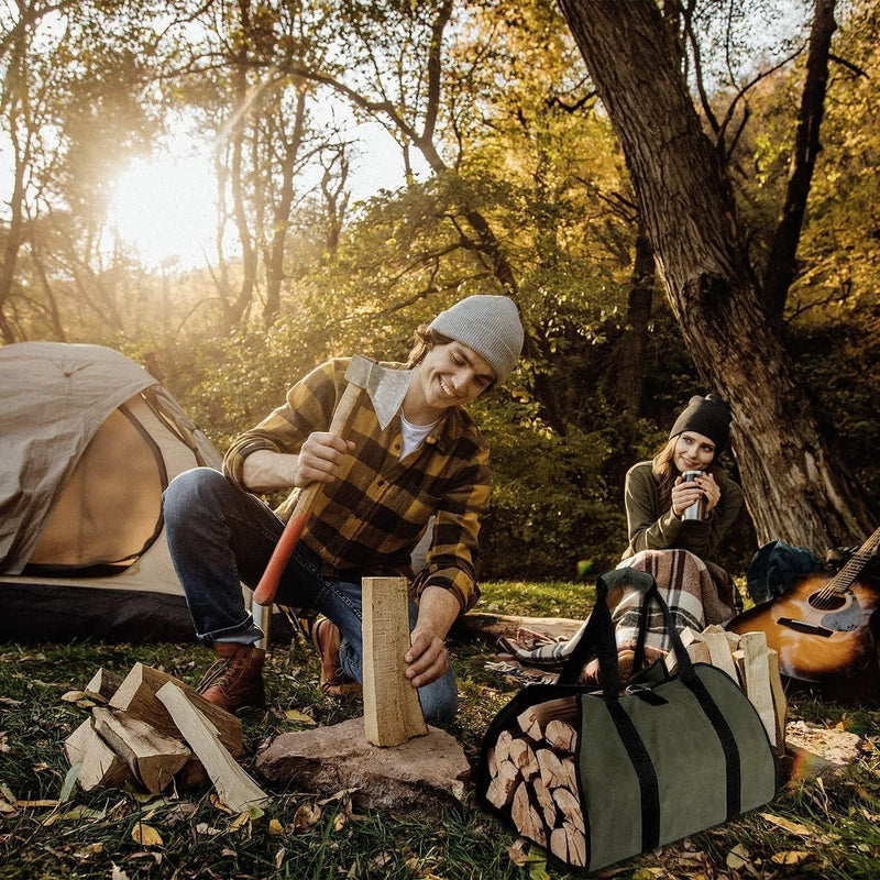 Wood Stove Accessories Firewood Carrier Wood Carrier for Firewood Holder BBQ Accessories   Log Tote Bag Fire Wood Log Carrier for Firewood Carriers with Handles   Waxed Canvas Firewood Log Carrier Vikrom