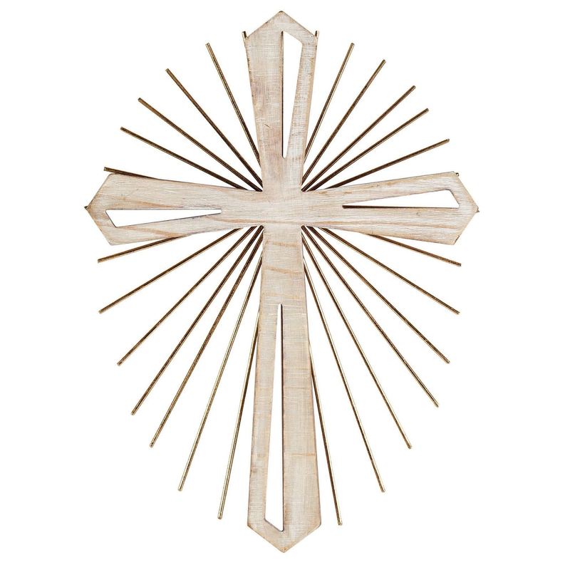 Wood With Metal Starburst Wall Cross Dicksons Inc