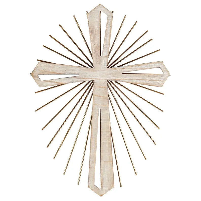 Wood With Metal Starburst Wall Cross Dicksons Inc
