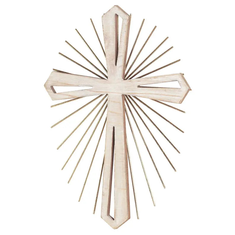 Wood With Metal Starburst Wall Cross Dicksons Inc