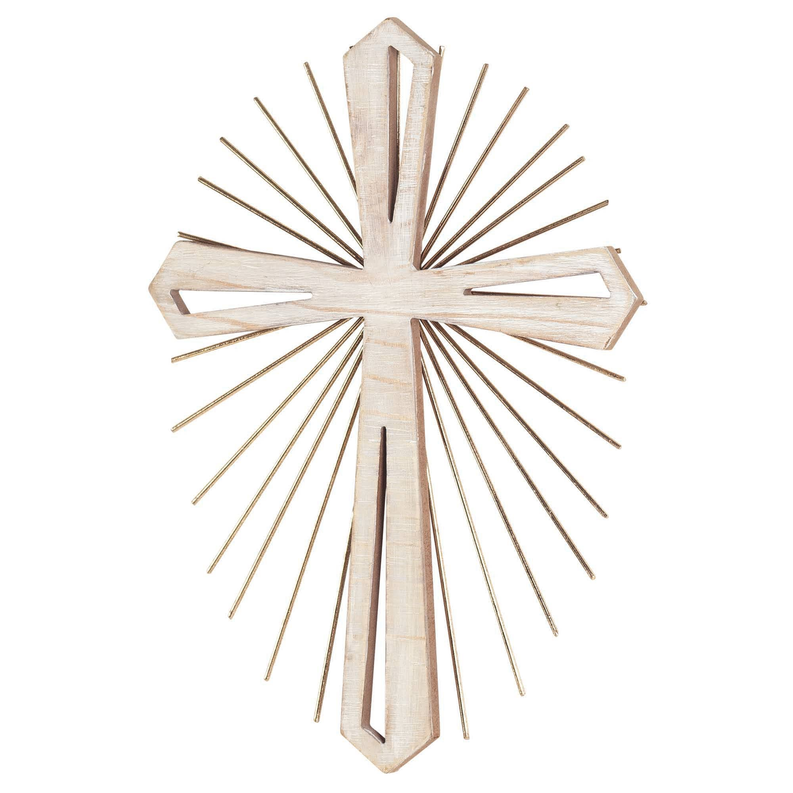 Wood With Metal Starburst Wall Cross Dicksons Inc