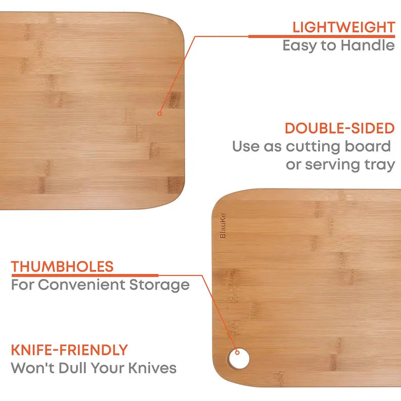 Wooden Cutting Boards for Kitchen - Bamboo Chopping Board Set of 3 Jarganic