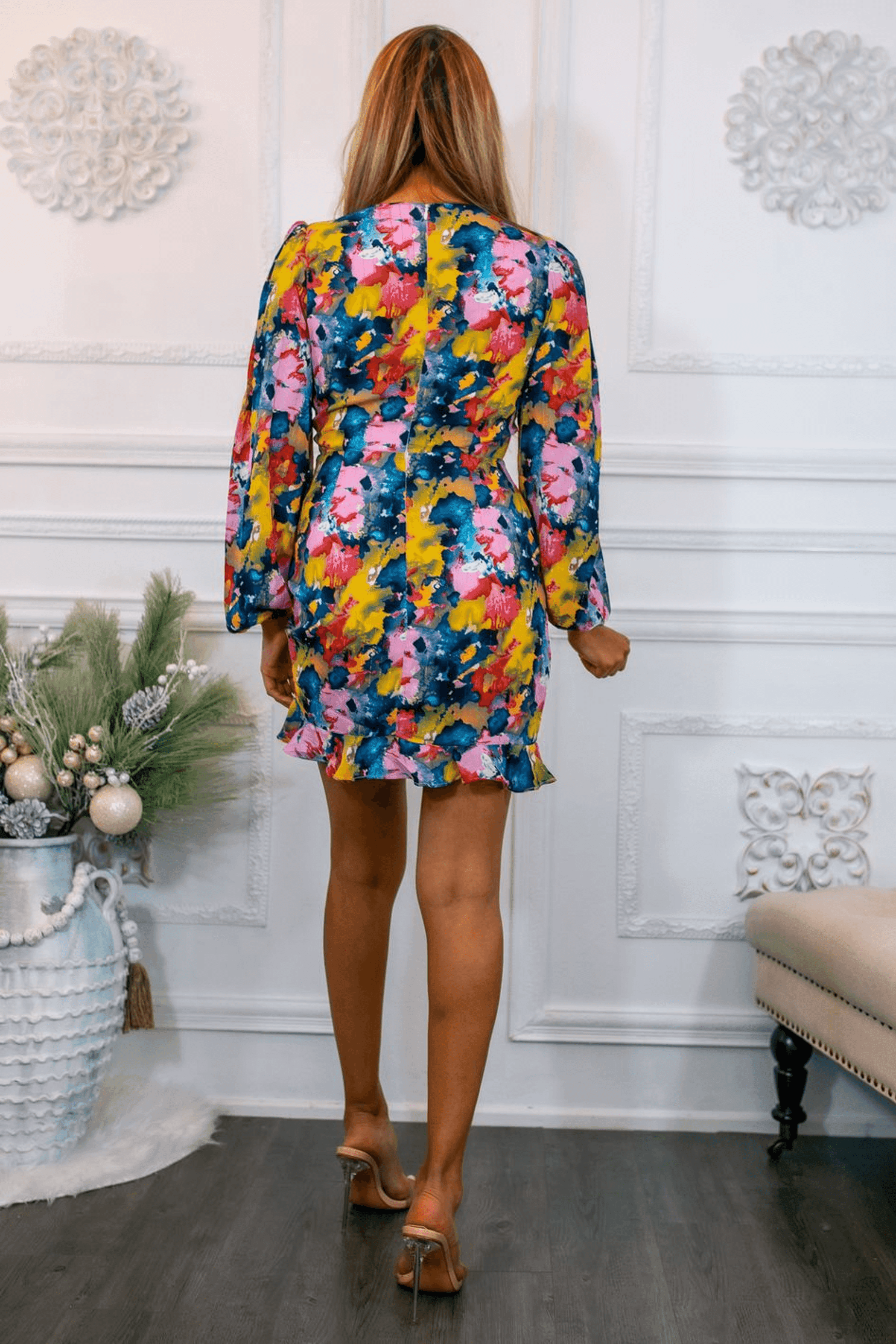 Work of Art Bubble Sleeves Cinched Mini Dress SurelyMine