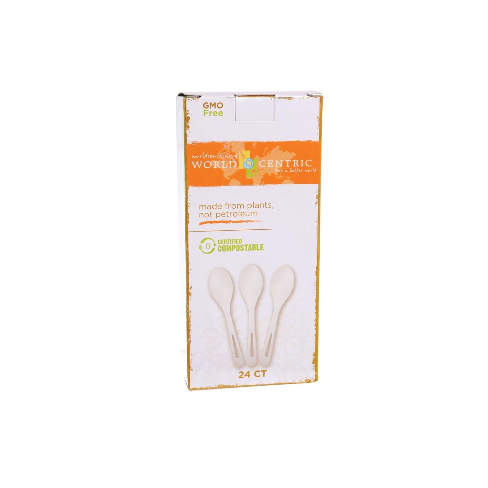 World Centric Cornstarch Compostable Spoon - Case Of 12 - 24 Count World Centric
