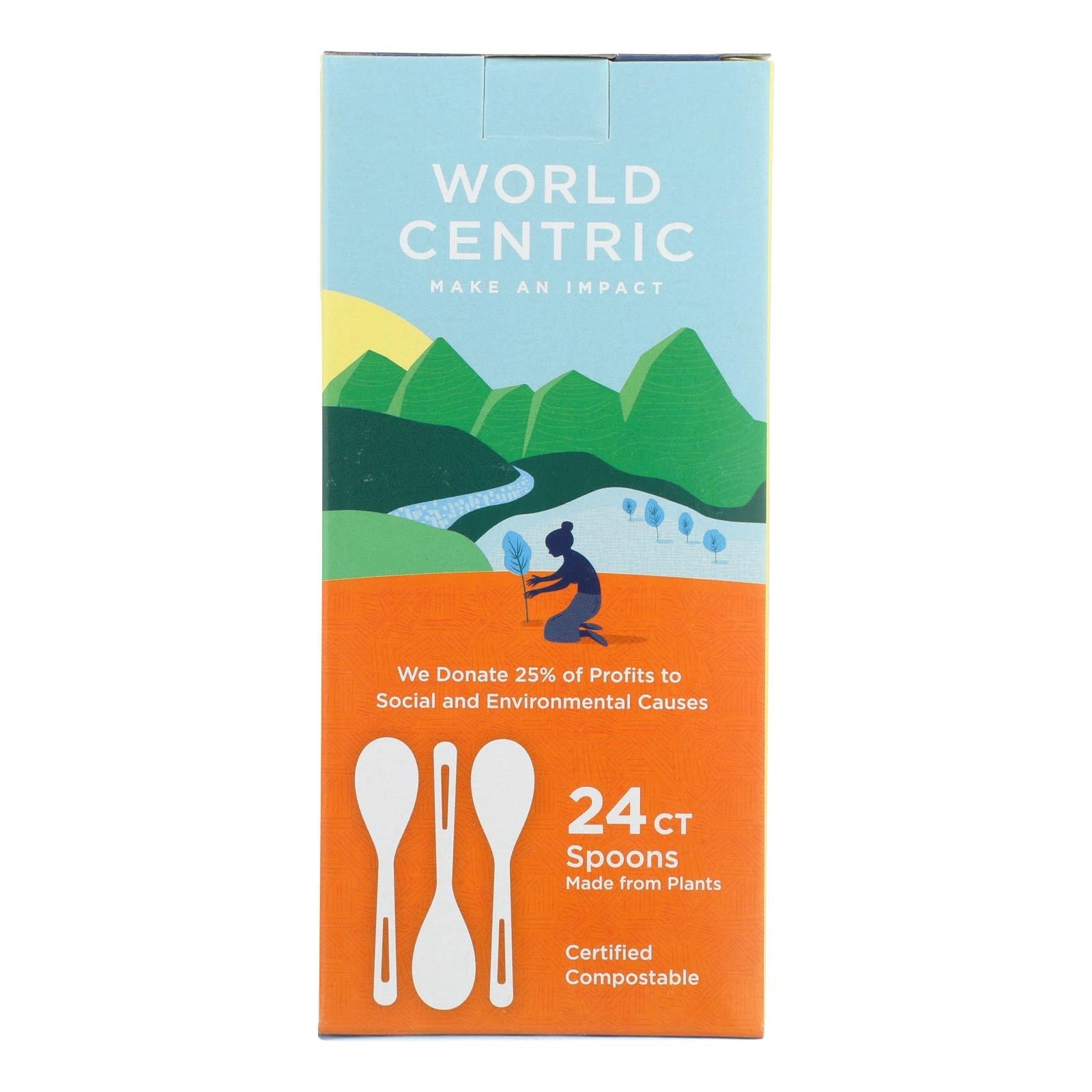 World Centric Cornstarch Compostable Spoon - Case Of 12 - 24 Count World Centric