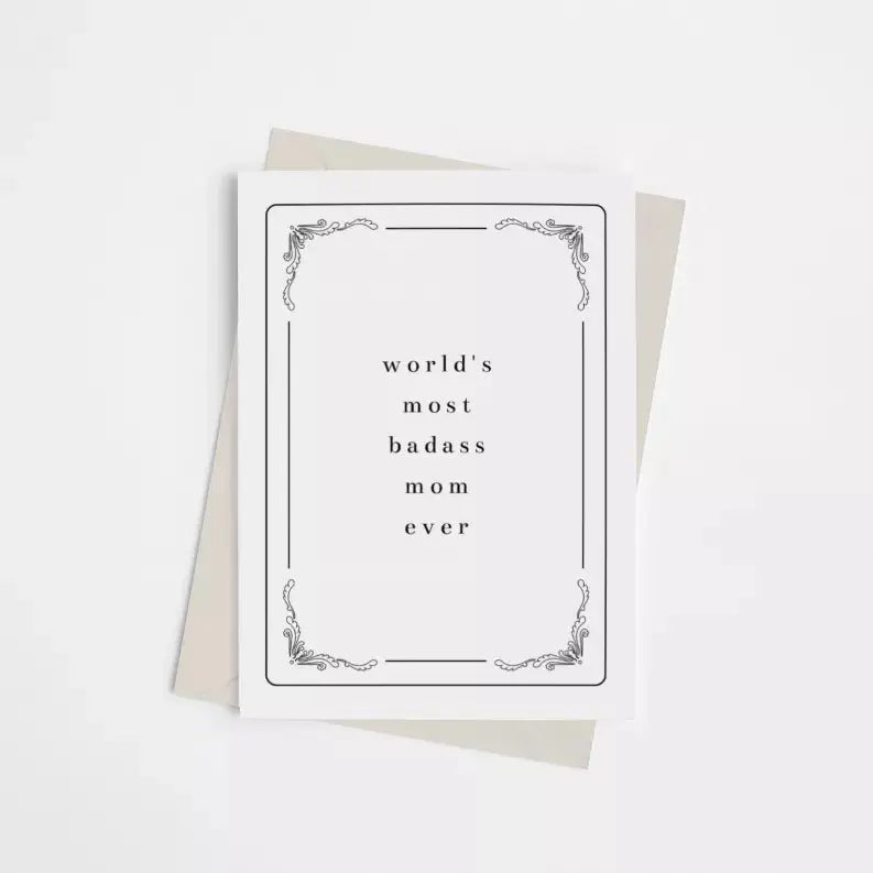 World's Most Badass Mom Ever - Greeting Card Black Cat Bazaar