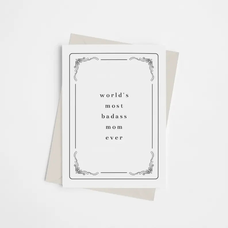 World's Most Badass Mom Ever - Greeting Card Black Cat Bazaar