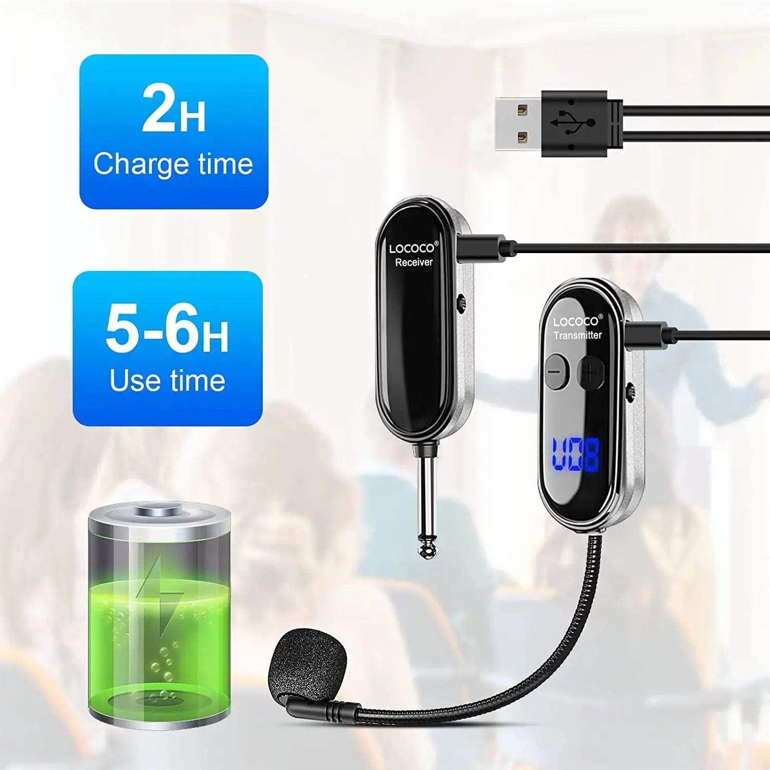 XIAOKOA Wireless Microphone Headset UHF Wireless Headset & Handheld 2 in 1 Mic with LED Digital Display 165 Ft Range Microphone GreatEagleInc