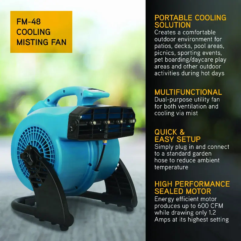 XPOWER FM-48 Portable 3 Speed Outdoor Cooling Misting Fan Xpower Manufacture Inc