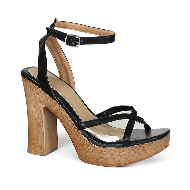 YOKI ARLESA-02 Women's Square Toe Wood Heel Sandals Yoki Fashion