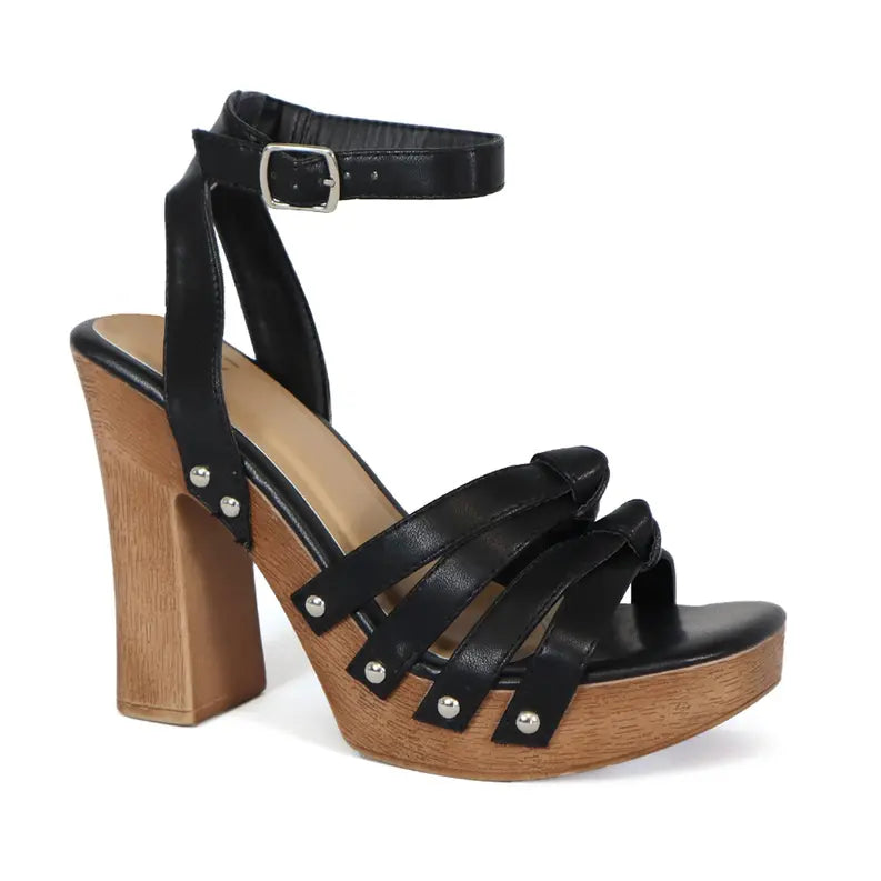 YOKI ARLESA-11 Women's Multiple Bow Straps Wood Heel Sandals Yoki Fashion