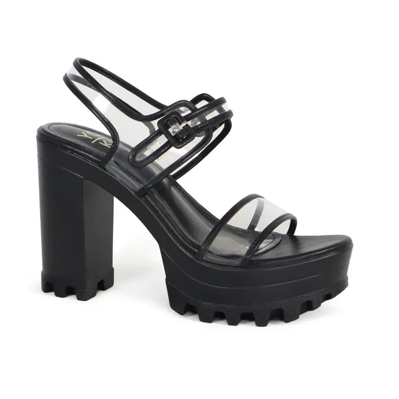 YOKI ASTER Women's Chunky High Heel Clear Summer Sandals Yoki Fashion