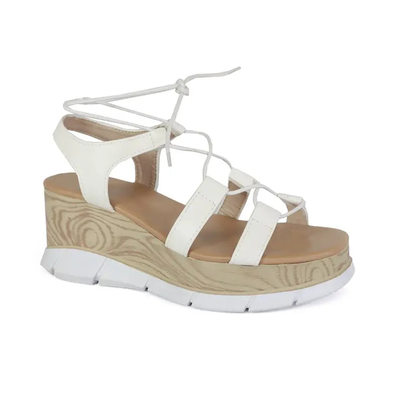 YOKI CARMEL-02 Women's Lace Up Flat form Wedge Sandals Yoki Fashion
