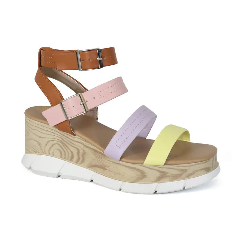 YOKI CARMEL-11 Women's Multi Strap Platform Wedge Sandal Yoki Fashion