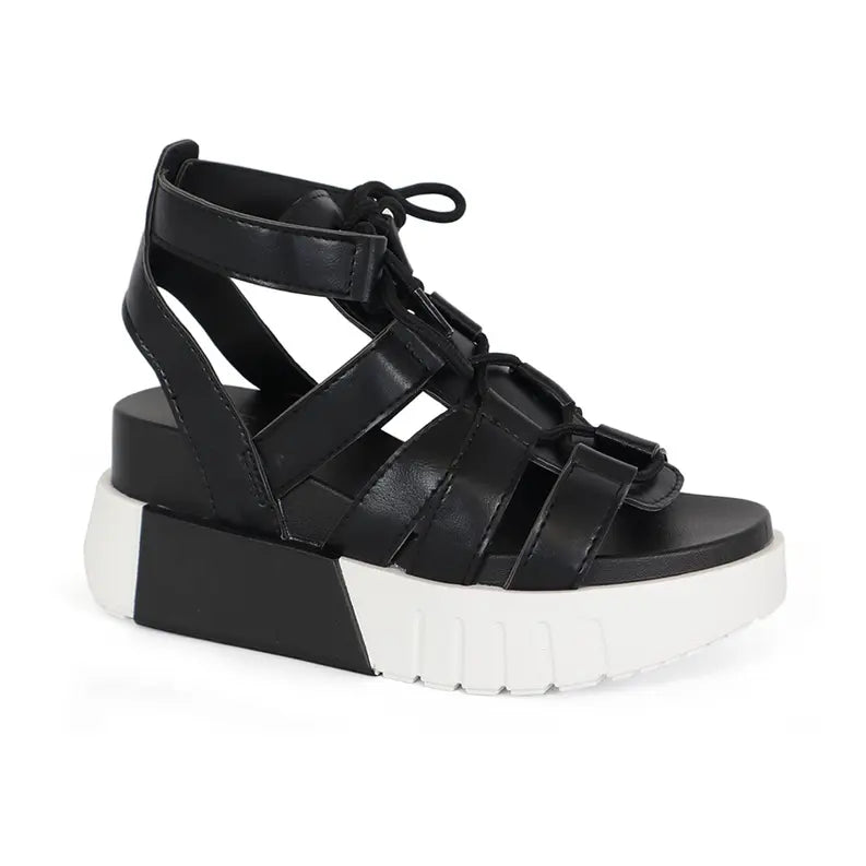YOKI TAVI-04 Women's Lace Up Chunky Wedge Sandals Yoki Fashion