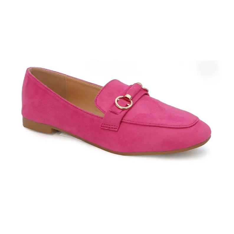 YOKI Women's Flat Micro fabric Loafers With Ring buckle Yoki Fashion