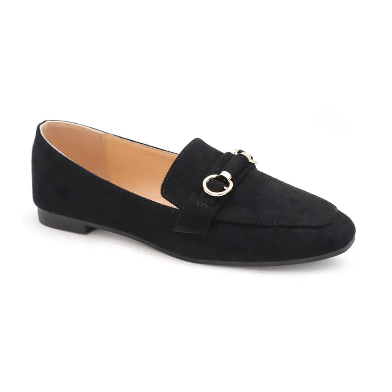 YOKI Women's Flat Micro fabric Loafers With Ring buckle Yoki Fashion