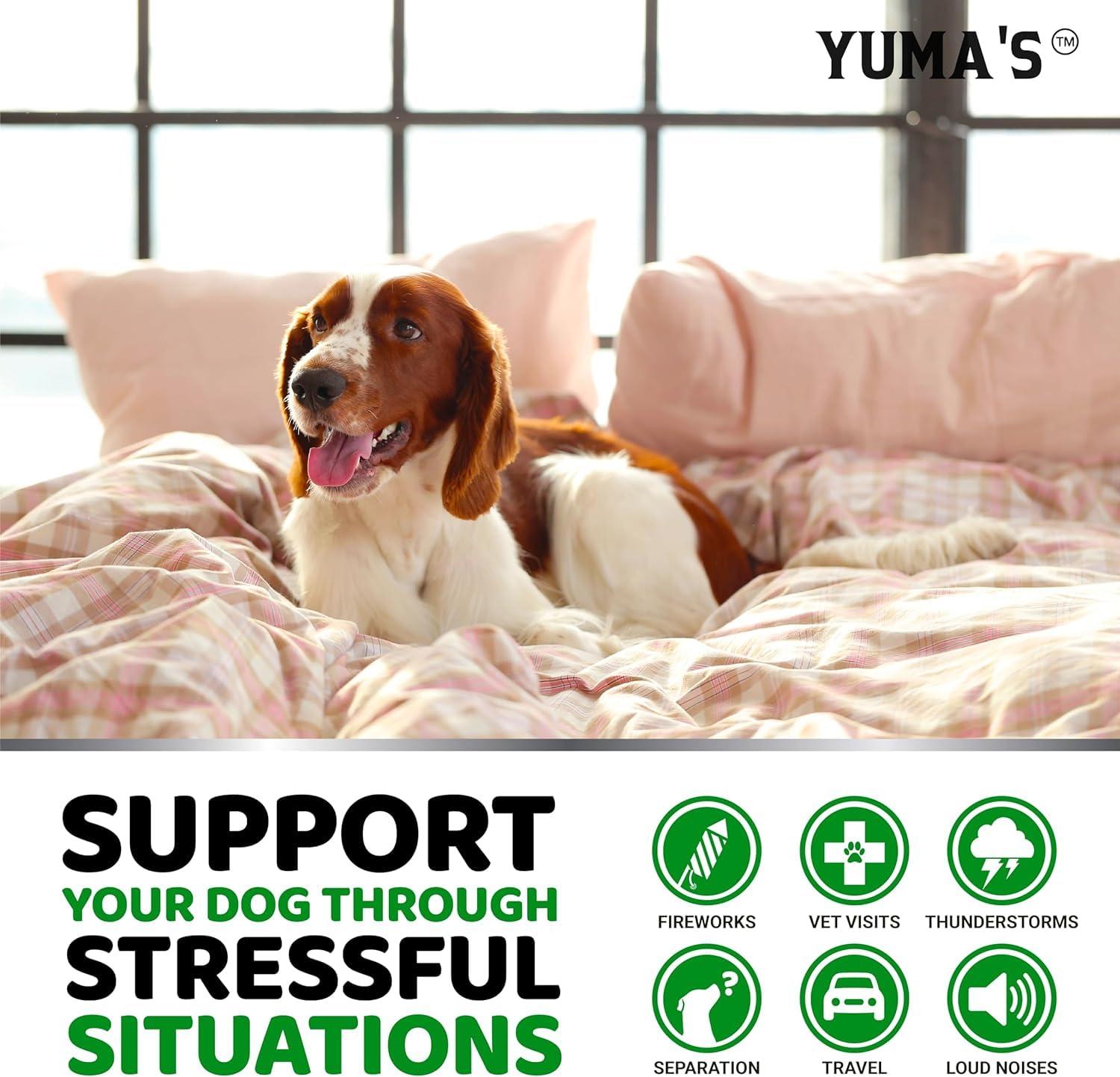 YUMA'S (2 Pack) Hemp Calming Chews for Dogs   Advanced Dog Calming Treats   Dog Calming Chews   340 Chews   Anxiety Relief Treats   Separation Aid Barking Stress Relief   Melatonin   Hemp Oil Yuma'S