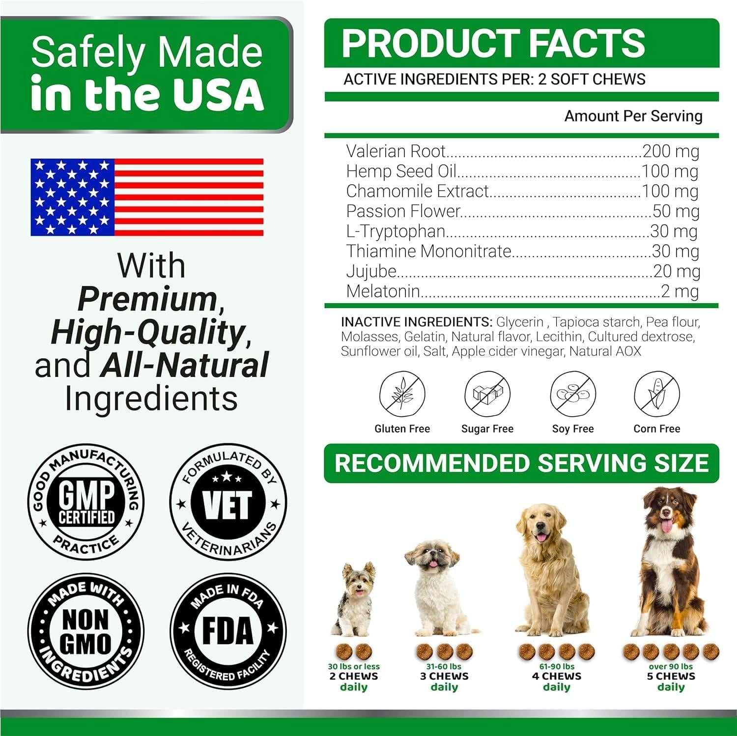 YUMA'S (2 Pack) Hemp Calming Chews for Dogs   Advanced Dog Calming Treats   Dog Calming Chews   340 Chews   Anxiety Relief Treats   Separation Aid Barking Stress Relief   Melatonin   Hemp Oil Yuma'S